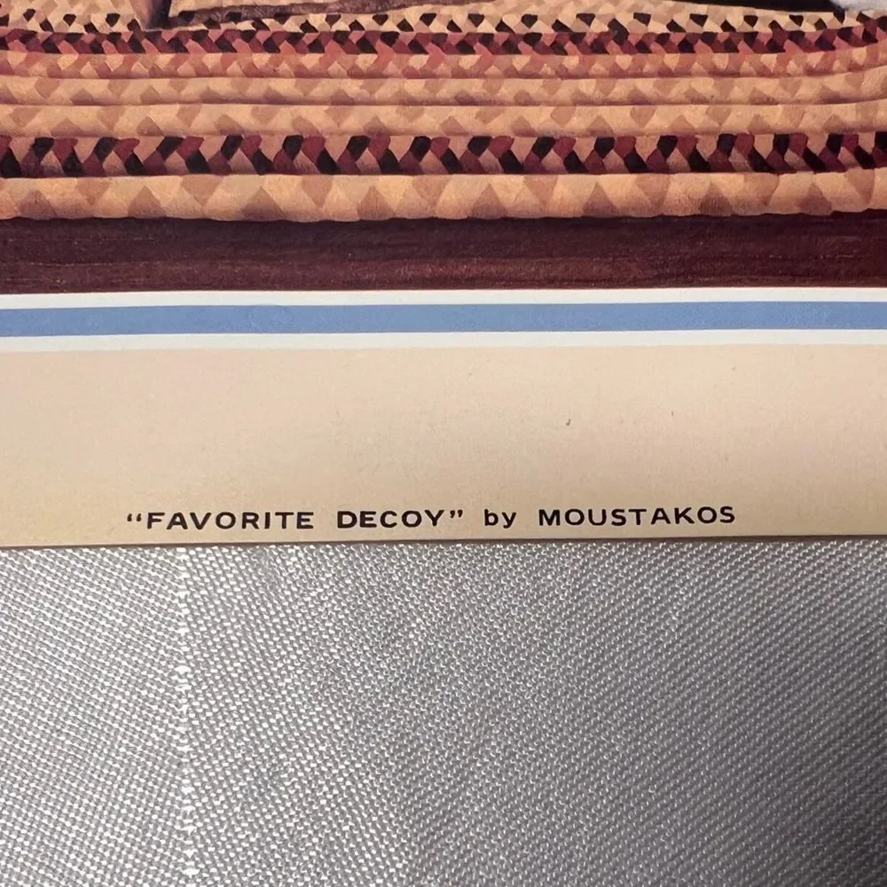 Vintage Moustakos Lithograph Favorite Decoy Framed Spinning Wheel Goose Folk Art